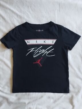 Nike Black Tee with White Script and Red Jumpman